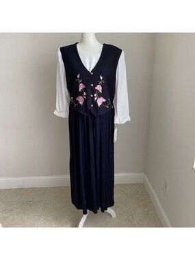 NWT Vintage Allison-Che Womens 12 Embellished Black & White Dress 80s 90s Retro